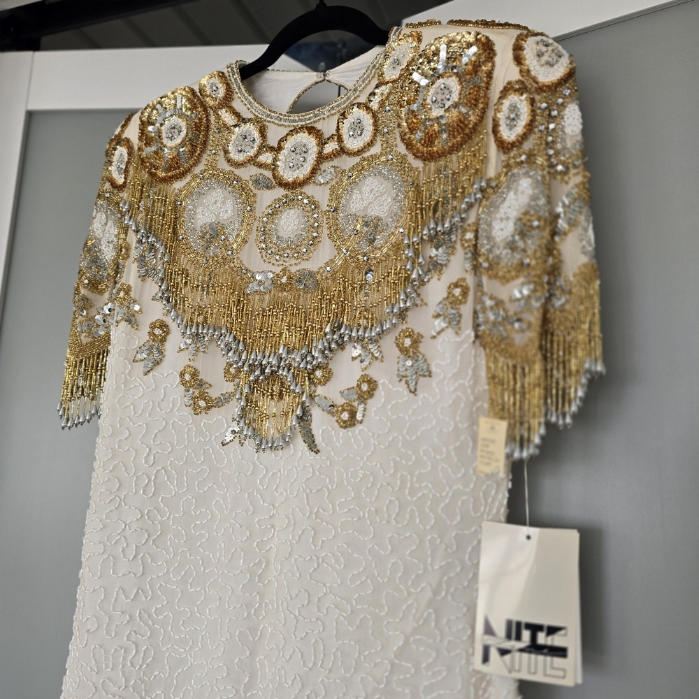 NWT Hand Beaded Vintage Gown - Picture 3 of 17